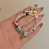 Pulseira de Pedra Natural Colorida Dopamina com Contas de Cerâmica, Animal Fofo de Amor, Nova Pulseira de Fio para Mão Feminina