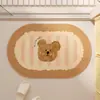 Felpudo de Baño de Dibujos Animados, Felpudo Absorbente Antideslizante de Lino para Baño, Lavamanos, Resistente a Manchas, Resistente al Desgaste, Felpudo de Fácil Cuidado