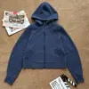 Série Scub Hoodie Feminino de Waffle de Modal com Zíper Curto para Esportes ao Ar Livre Casual Solto Jaqueta de Yoga