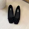 Zapatos Mary Jane de lunares estilo francés para mujer, nueva colección otoño 2026, punta cuadrada, boca poco profunda, suela suave, planos elegantes estilo hada