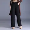 Nuevos pantalones de lana de pierna ancha de alta gama para mujer, otoño e invierno, de cintura alta, adelgazantes, holgados, con caída, de pierna recta, pantalones casuales