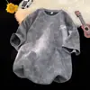 Camiseta Estampada Tie-Dye de Manga Curta para Meninos, Marca Trendy Ins, Esportiva Solta com Gola Redonda, Versátil Top Juvenil de Manga Meia