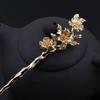 Shang Jia cor ouro puro cobre Pêssego Flor Ramo de Flor de soldagem hairpin Rod 180mm vídeo antigo hairpin acessórios