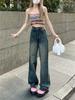 Calça Jeans Feminina de Cintura Alta, Corte Reto Solto, Novo Estilo Primavera e Outono 2026, Petite Retro Emagrecedora Comprimento Total