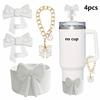 Tampa de Proteção contra Poeira de Canudo de Silicone Stanley Cup Corrente de Copo Decorativa de Pérolas Pingente de Liga Leve Bolsa Pequena Estilo Chanel