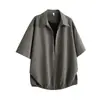 Camisa Falsa de Dos Piezas con Cuello Abierto Relajado para Hombre, Estilo Japonés Perezoso de Moda Casual de Manga Corta Verano Clásica Camisa de Rayas