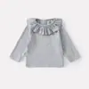 Conjunto de Tres Piezas para Bebé Niña Dianxi: Suéter Chaleco con Cuello de Hoja de Loto, Pantalones Acampanados de Mezclilla con Encaje, Ropa de Otoño