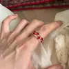 """""" Anillo Sencillo de Múltiples Capas con Perlas Rojas Estilo Coreano con Diseño Único y Distintivo para el Dedo Índice