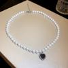 Collar de perlas de sirena Ji con incrustaciones de diamantes, estilo francés, cadena de clavícula con temperamento, collar de alta gama con nicho, venta al por mayor para mujeres