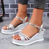 Sandalias de Cuña de Verano Transfronterizas Europeas y Americanas para Mujer, Modelo Nuevo de Comercio Exterior para Amazon, Sandalias para Mujer de Talla Grande al por Mayor en Cantidades Grandes