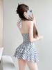 2025 Nuevo Traje de Baño de Una Pieza Estilo Falda Lunares para Chicas Ligeramente Gorditas Femenino Conservador Adelgazante Carne Sexy Reunión de Senos Grandes