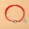 Pulsera de Plata Ping An Kou para Atraer Riqueza y Fortuna para Mujeres Cuerda Roja Tejida Estilo Pareja Cuerda de Mano Estilo Chino de Nicho Joyería de Mano que No se Desvanece