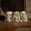 Presente de Halloween para Escritório Porta-Canetas de Três Caveiras Enfeites de Mesa Personalizados Enfeites de Vasos de Flores para Casa Adereços Decorativos