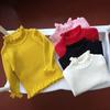 [em estoque suéter infantil gola alta com babados roupas infantis suéter para bebê menina camiseta básica canelada para menina criança]