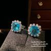 Pendientes Alexander Dopamina con Piedras Preciosas Grandes Familia Rica Chapados en Oro Oro de 18 Quilates Morado Pavo Real Zirconia Morada