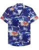 Camisa Hawaiana con Dibujos Animados Impresión 3D Cuello Redondo Manga Corta Sin Planchar Camisa para Hombre Top Casual