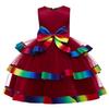 Vestido para Niña de Comercio Exterior Europeo y Americano Poncho Vestido de Pastel de Hilo Lazo Vestido de Princesa para Actuación de Navidad de Niña