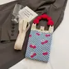 Bolso de Mano de Punto de Nuevo Estilo Color Dopamina Bolso de Almacenamiento Versátil de Nicho Bolso Pequeño de Punto Cruzado