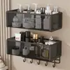 Estante de almacenamiento para baño, armario con espejo de pared sin perforaciones, caja de almacenamiento frontal, lavabo, estante para guardar cosméticos
