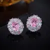 Aretes y Collar Púrpura de Lujo Ligero Set de Joyería con Perlas y Circonita Ovalada, Accesorios de Noche y Boda de Gama Alta Al por Mayor