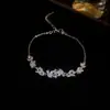 Pulsera de Cordón Deslizante con Colgante de Corazón de Zircón Francés, Pulsera Casual de Lujo Ligero de Gama Alta, Joyería de Mano Versátil de Moda, Venta al por Mayor