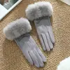 Nuevos guantes cálidos para mujer con forro de felpa, a prueba de viento y resistentes al frío, adecuados para ciclismo al aire libre, conducir y uso de pantalla táctil, con puños peludos grandes para otoño e invierno