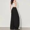 Calça cargo solta de rua, calça casual de trabalho nicho para outono, cintura alta, modelagem que afina a silhueta, novo estilo leve de perna larga de secagem rápida para mulheres