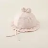 Touca de Bebê com Borda Franzida e Laço para Recém-Nascidos, Touca Infantil para Primavera e Outono, Proteção Auricular à Prova de Vento para Bebês Meninas