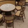 Sofá de Assento de Cartão de Restaurante Restaurante Temático Rattan Madeira Maciça Restaurante Hotpot Loja de Chá com Leite Combinação de Mesa e Cadeira Comercial