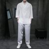Traje Tang de Seda de Hielo Estilo Chino para Hombre Verano Retro Hanfu Mejorado Nuevo Chino Camiseta de Manga Corta Traje de Té Zen Ju Shi