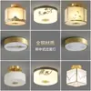 Nueva luz de balcón de estilo chino totalmente de cobre, luz para pasillo y recibidor, lámpara de techo pequeña minimalista nórdica para dormitorio, luz para pasillo de entrada