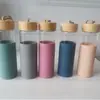 Copo de Vidro com Tampa de Bambu Estilo Novo com Alça de Transporte, Manga de Silicone, Garrafa de Água, Presente com Logo Personalizado, Copo de Vidro Borossilicato Alto Resistente a Altas Temperaturas