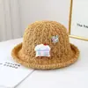 Nuevo Sombrero de Cubo con Ala Enrollada Estilo Japonés, Fedora Pequeño, Sombrero de Sol Versátil para Primavera y Otoño, Sombrero de Paja Tejido Hueco, Sombrero de Punto