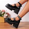 2026 Novo Modelo Tamanho Grande Moda Salto Bloco Sapatos Mary Jane Franceses para Mulheres, Sapatos de Couro Estilo Britânico Retrô de Sola Grossa