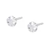 Brincos de Prata Pura S999 Flor com Zircônia de Quatro Garras para Mulheres 2025 Brincos Pequenos Frescos e Simples Exquisitos para Piercing na Orelha e Cartilagem da Orelha