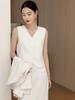 Elegante Chaleco Traje de Acetato Estilo Diosa para Mujer 2026 Nuevo Blazer Blanco Profesional con Cuello en V