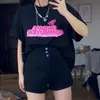 Shorts de Mezclilla Negros de Cintura Alta para Mujer, Verano Delgados Tallas Grandes, Adelgazantes, que Ocultan el Vientre, Petite de Corte A Pierna Ancha Hot Pants