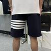 Pantalones Cortos de Alta Calidad TB Serie Bordada de Cuatro Rayas Rojo Blanco y Azul de Principios de Primavera Nuevo Clásico para Hombres y Mujeres