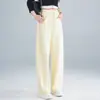 Pantalones Deportivos Blancos Estilo Americano con Cuchillo Curvo para Mujer Estilo Nuevo de Principios de Otoño Holgados con Caída Pantalones para Caminar Casuales de Pierna Ancha Pantalones Banana