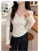 Camisa base de renda com gola cinza para mulheres, pode ser usada sozinha ou como camada interna para suéteres, novo estilo de outono, blusa de tricô absolutamente linda, preta