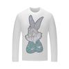 Camiseta de manga comprida masculina ins moderna coelho de strass versátil roupas masculinas marca trendy moderna plus size camiseta outono slim fit