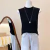 Blusa de Tricô Minimalista Sem Mangas para Mulheres 2026 Chegada Nova de Verão Camada Interna Emagrecedora Camada Externa Muito Bonita Peça Única