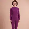 100% Algodão Estilo100% Algodão Camisa de Camada Única para Mulheres, Gola Alta e Baixa, 100% Algodão de Contagem Alta 32, para Meia-idade e Idosos, Manga Longa, Absorvente de Umidade