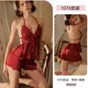 Yiabout Pijama Sexy de Satén con Tirantes de Mariposa y Almohadilla en el Pecho Talla Grande Lencería para Mujer Traje Uniforme Puro 1076
