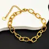 Pulseira Ins Europeia e Americana de Aço Titânio Corrente Cubana Hip-Hop Estilosa Nicho Corrente Grossa Aço Inoxidável Galvanoplastia a Vácuo Pulseira Dourada 18K