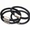 Pulsera de cuerda de cuero tejido con cuentas de transferencia de acero de titanio de alta calidad para niños, marca de moda, personalidad, cuerda de cuero negro tejido, pulsera de moda