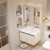 Gabinete de baño de aluminio de panal engrosado con lavabo de cerámica integrado y unidad de tocador