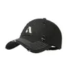 Gorra de Béisbol Lavada Estilo Coreano Vintage Moda Rasgada con Bordado de Letras para Hombres y Mujeres, Gorra de Ala Profundizada que Hace que la Cara Parezca Más Pequeña