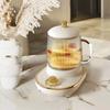 Mini Taza Eléctrica para Estofar, Taza de Vidrio Multifuncional para el Hogar Totalmente Automática, Tetera con Flores, Taza Eléctrica Calefactora, Inteligente