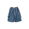 Wuri Boys' Summer Workwear Pocket Sandy Denim Shorts Calças Casuais Impressas Leves para Crianças